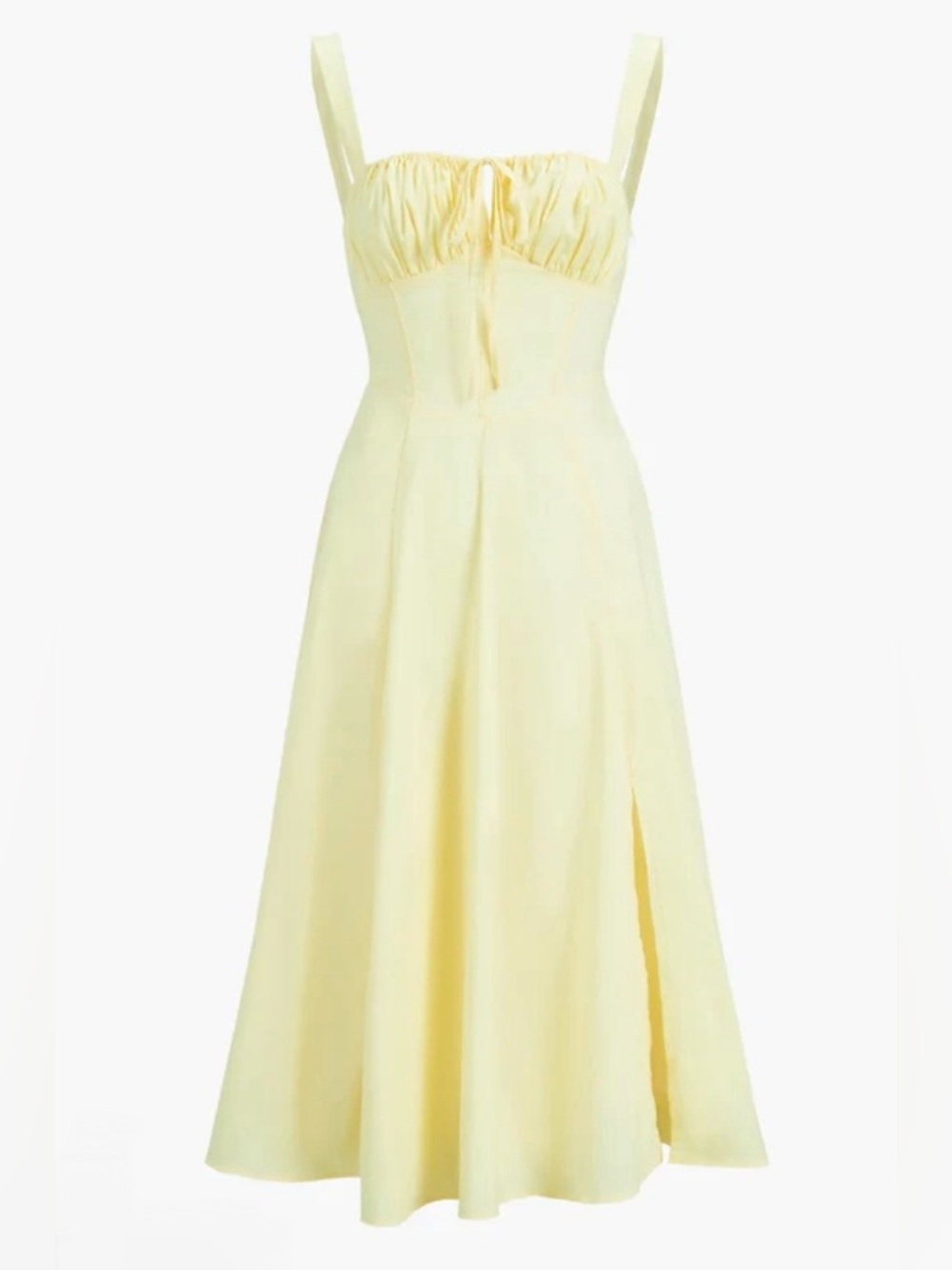 COMMENSE Butter Yellow Corset Midi Dress / S